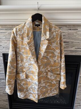 FRNCH Yellow and White Floral Print Blazer